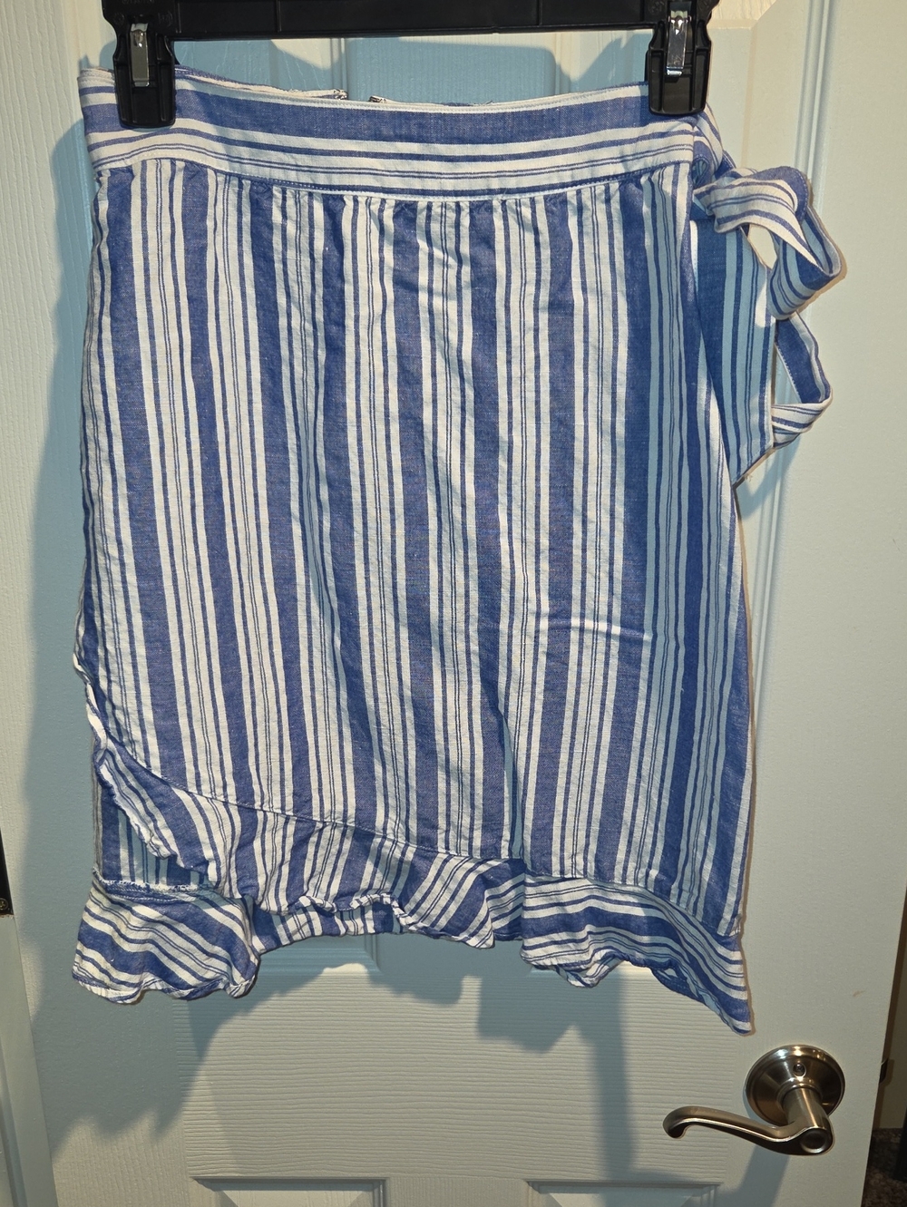 LOFT Blue and White Striped Wrap Skirt
